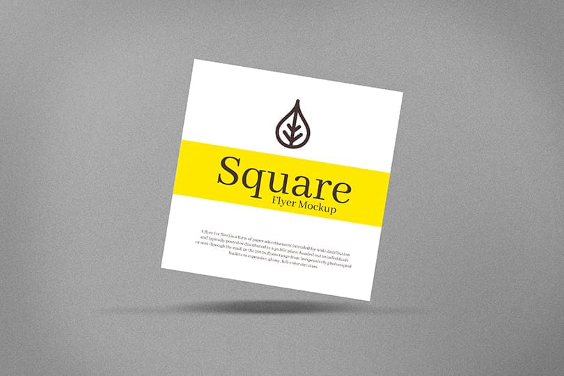 Photoshop Floating Skew Yellowhite Square Mockup