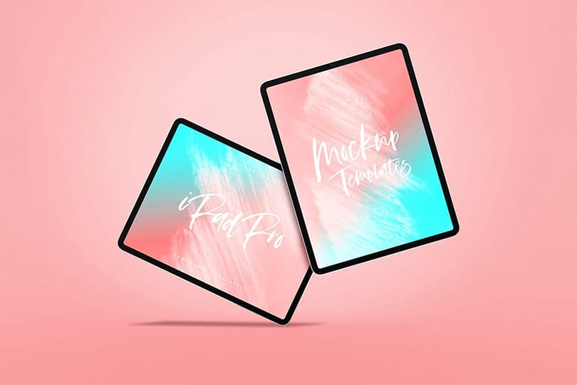 Floating Two iPad Mockup with Pink Background