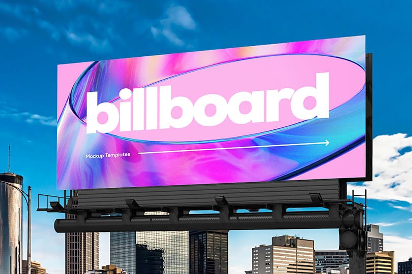 Fluid Gradient Urban Huge Billboard Mockup