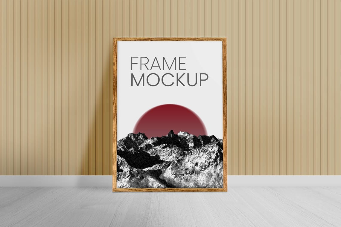 Frame Mockup Lean On Textured Wall Background