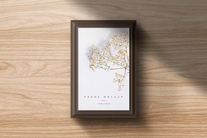 Frame Mockup on Wood Background