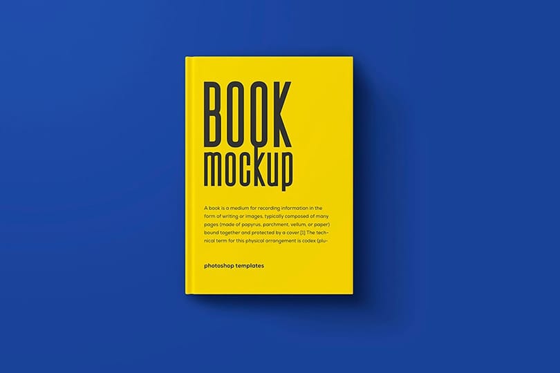 Photoshop Front View of Yellow Book Mockup