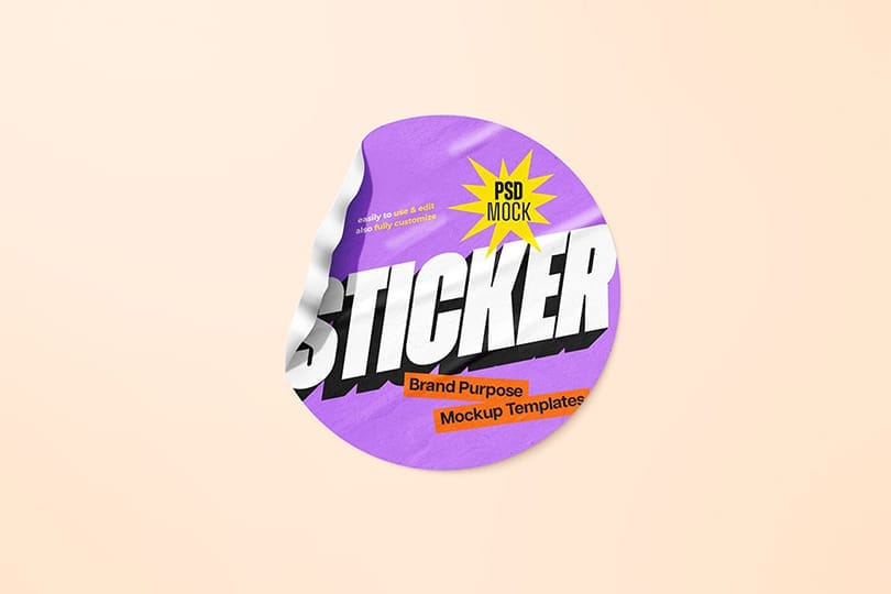 Photoshop Glued Brand Sticker Mockup