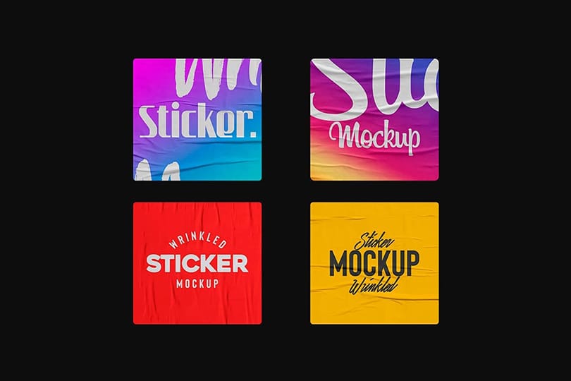 Glued Branding Curve Square Sticker Mockup