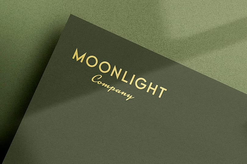 Photoshop Green Moonlight Company Paper Logo Mockup