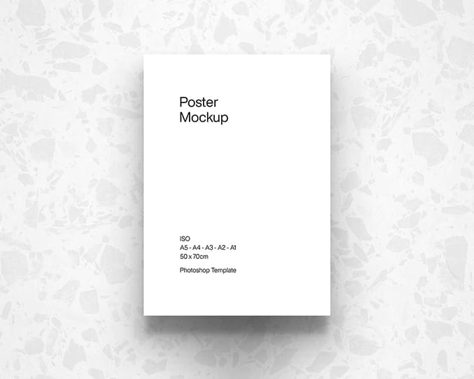 ISO Poster Mockup on White Marble Background