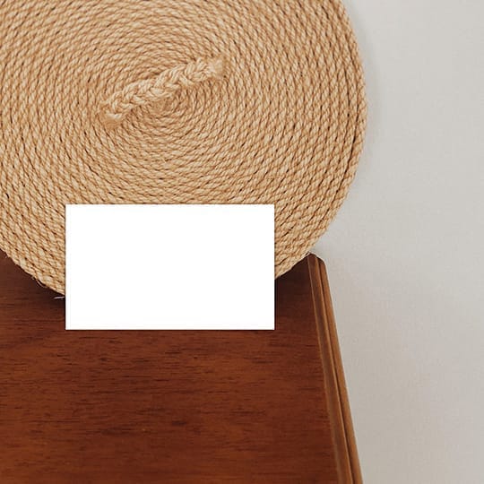 Image Business Card Rope Weave On Table Mockup