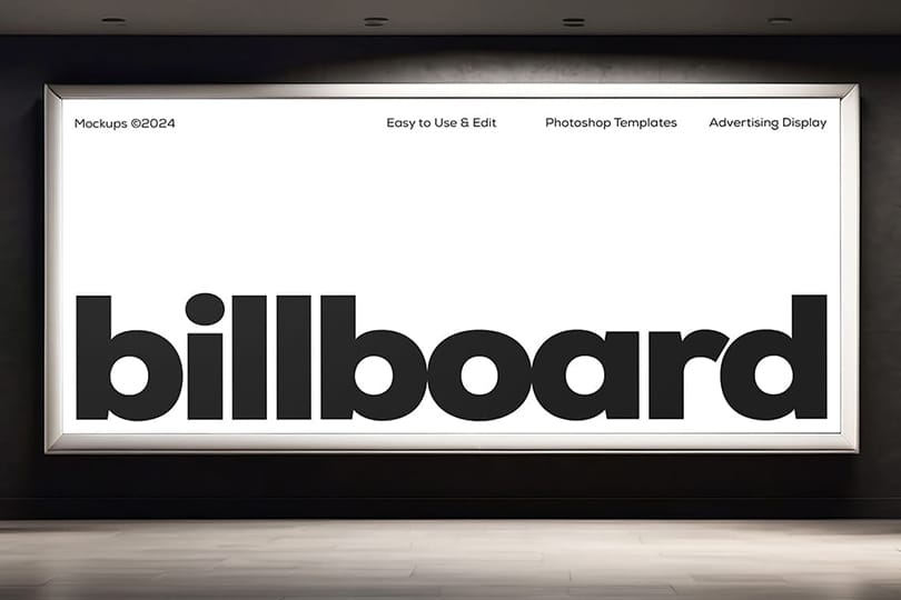 Interior Long Billboard Mockup Display