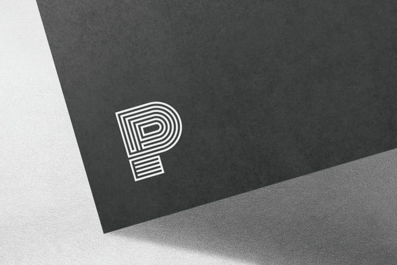 Logo Mockup on Gray Leather Background