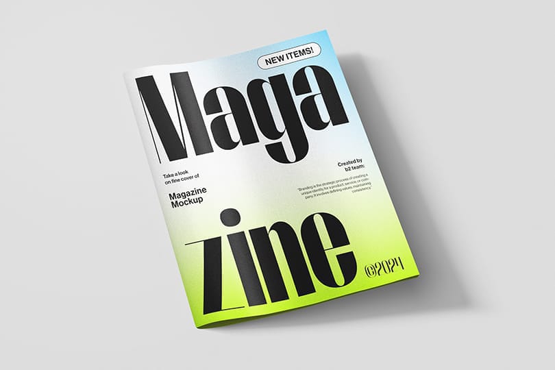 Photoshop Magazine Cover Mockup with Long Shadow