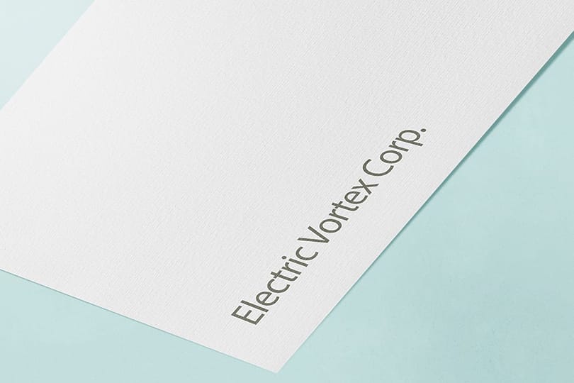 Photoshop Minimal Electric Vortex Corp Paper Logo Mockup