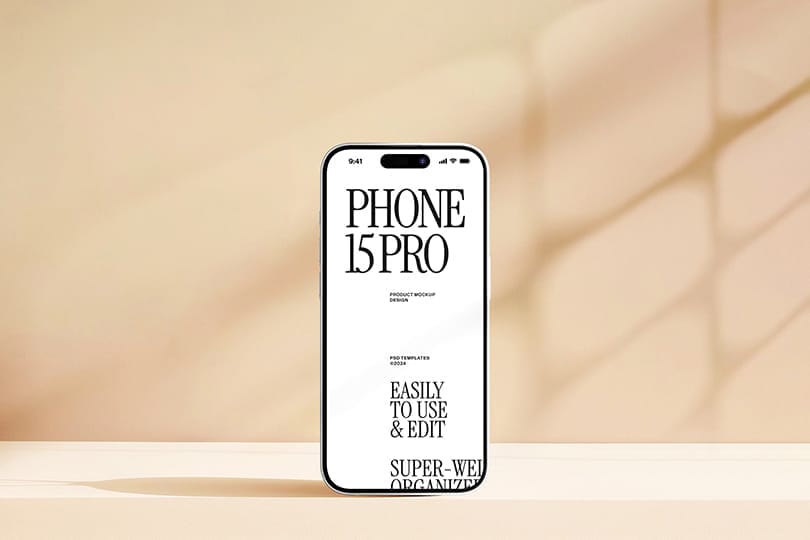 Photoshop Minimal Standing iPhone Mockup