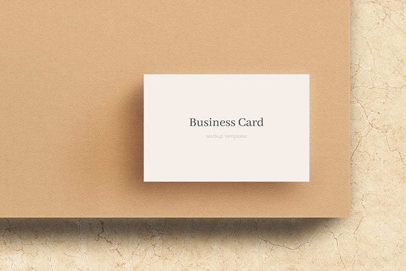 Minimal White Business Card Mockup Lay On Wood Ground