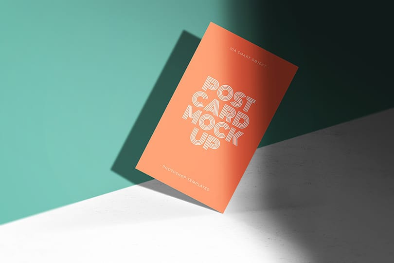 Photoshop Orange Postcard Mockup