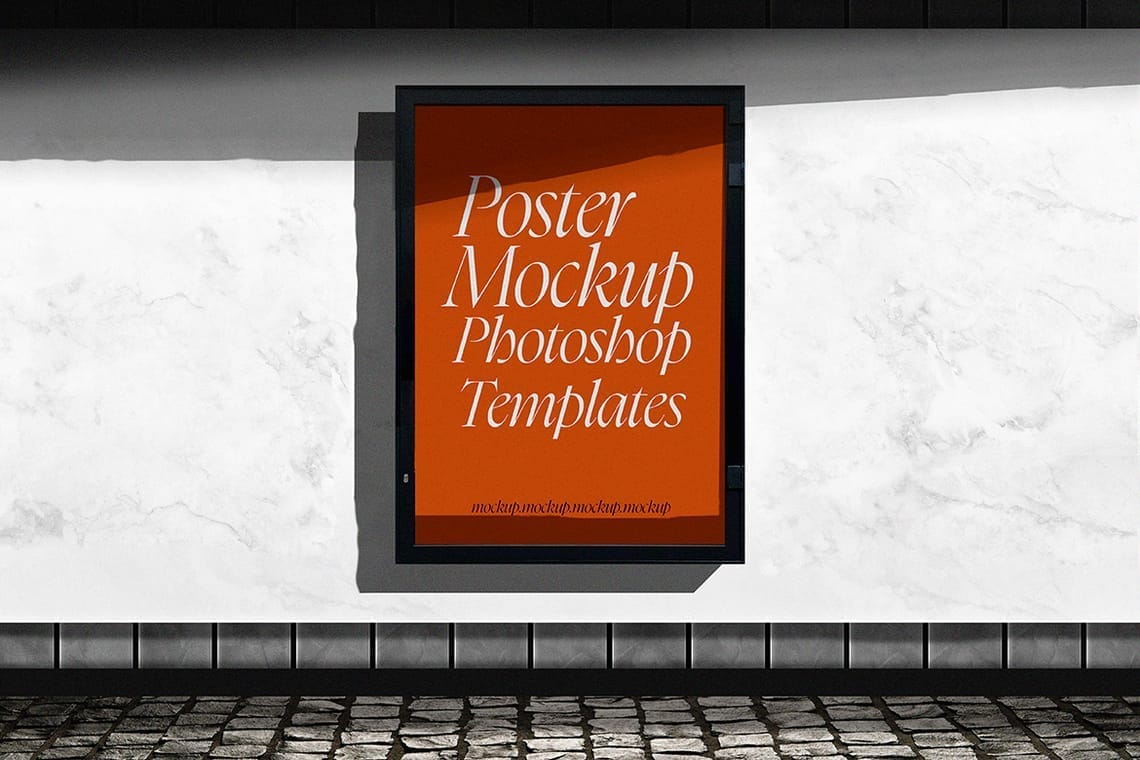 Outdoor Frame Poster Mockup on Street