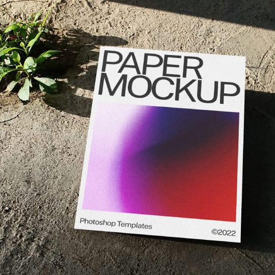 Photoshop Paper Mockup With Leaf