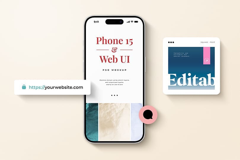 Photoshop Phone 15 & Web UI Mockup