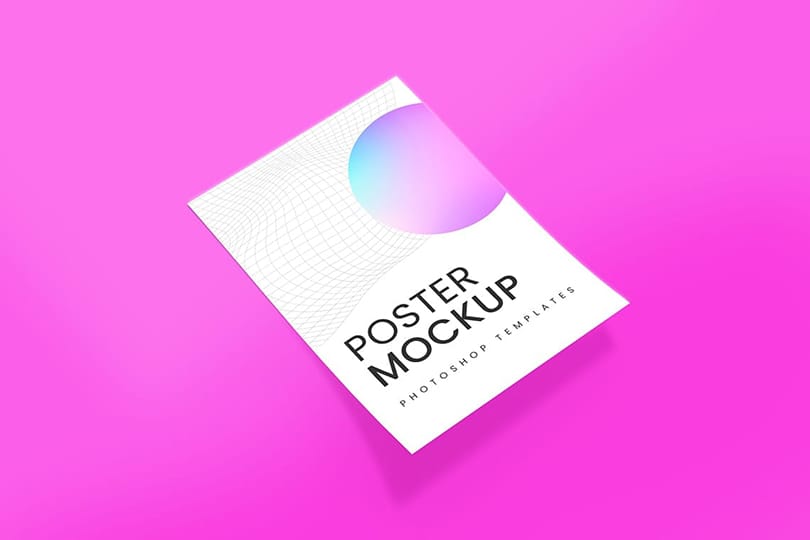 Photoshop Poster Mockup With Solid Color Background