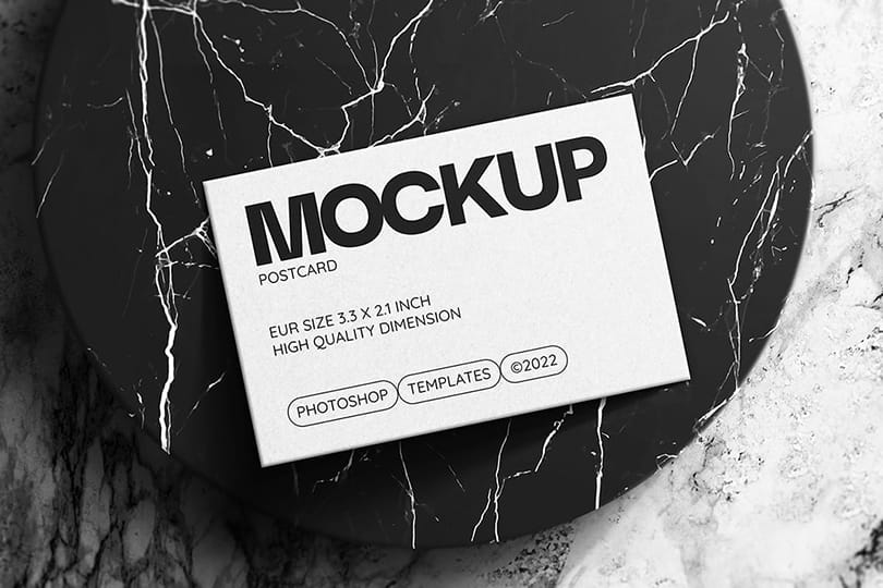 Realistic EUR Business Card Mockup on Marble Podium