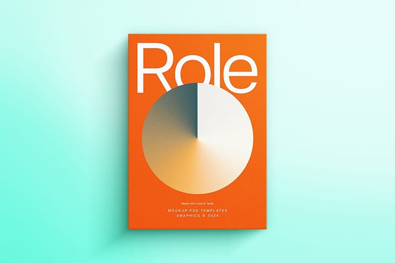 Role Bold Retro Brand A3 Poster Mockup with Bold Mint