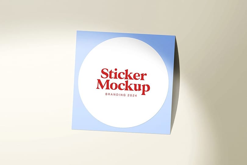 Single Sticker Mockup with Realistic Shadow