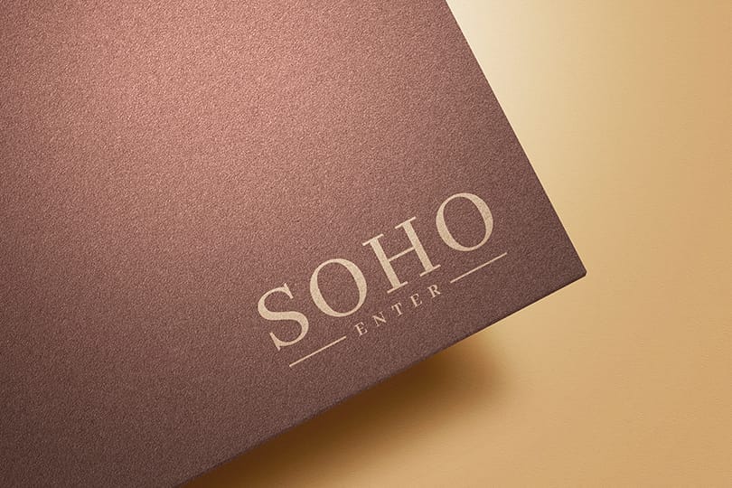 Soho Enter Corporate  Textured Red Paper Logo Mockup