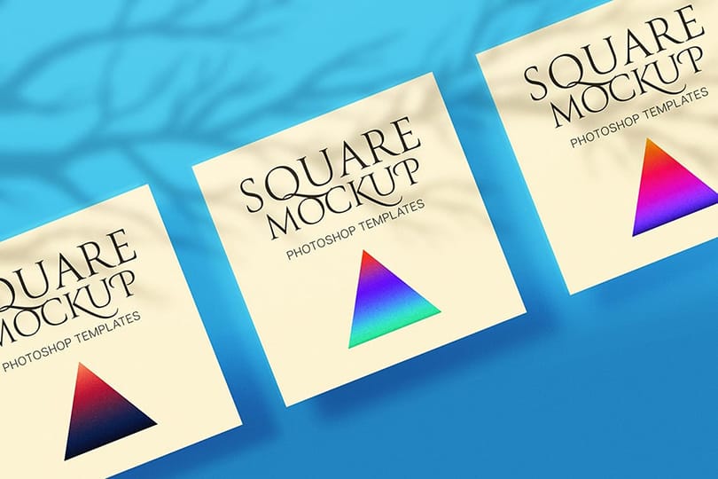 Photoshop Square Mockup on Blue Background