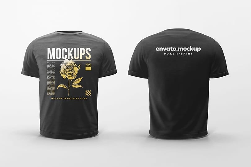 Stand Basic Male T-Shirt Mockup