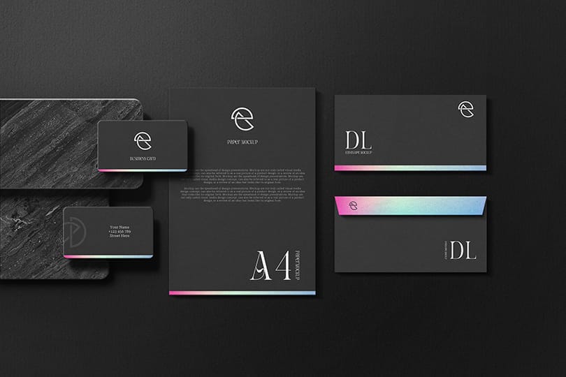 Brand Guidelines Mockup Black Marble Backdrop