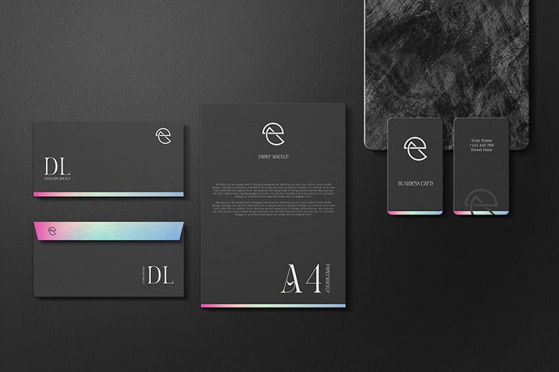 Brand Guidelines Mockup Black Marble Background