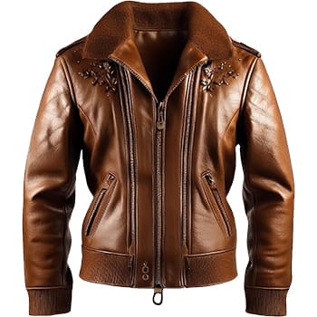 Sticker Leather Jacket Brown 2