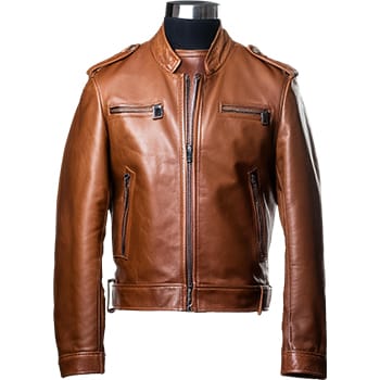 Sticker Leather Jacket Brown 5