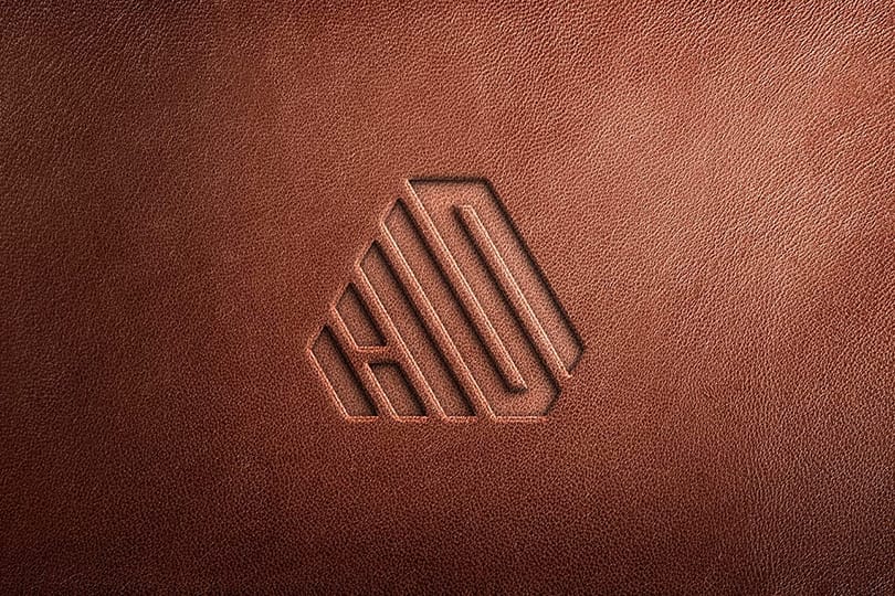 Photoshop Suede Brown Branding Leather Logo Mockup