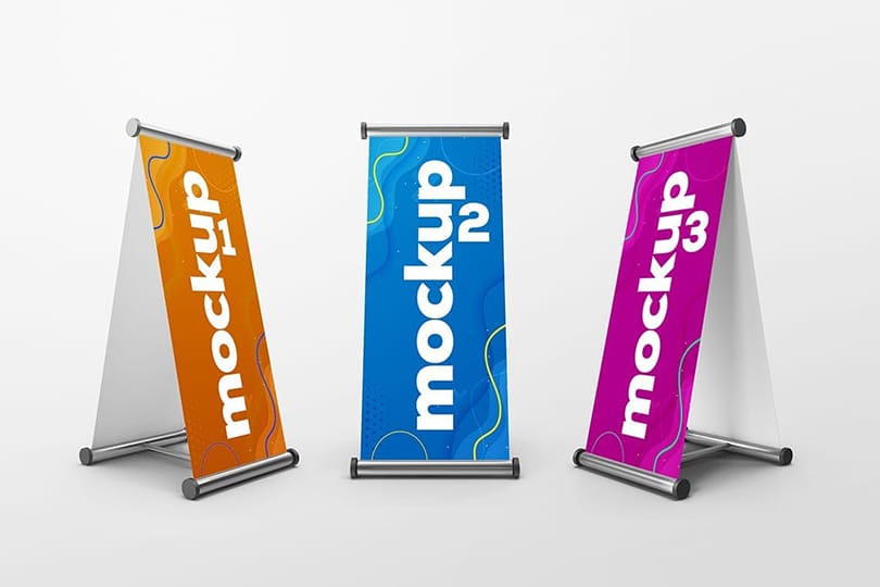 Three Advertising Stand Mockup