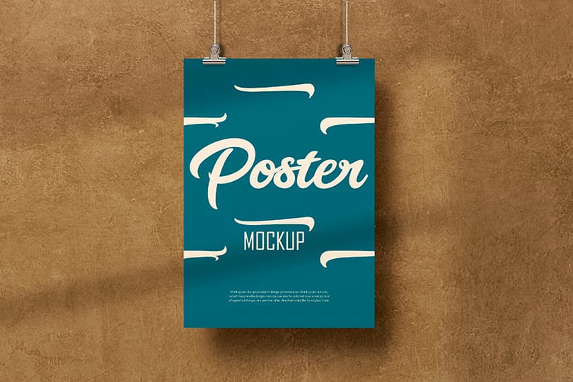 Photoshop Tosca Poster Mockup Hanging On A Rope