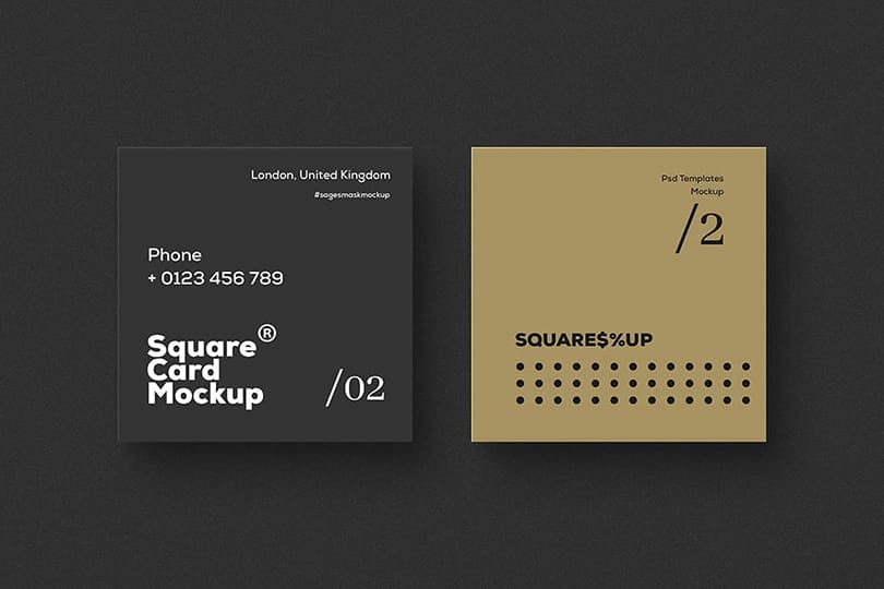 Two Black Square Card Mockup Scene