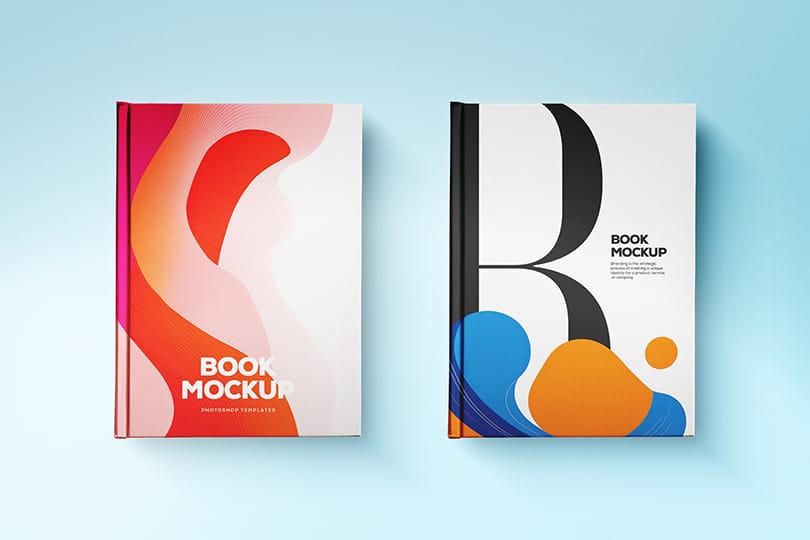 Two Brand Book Mockup on Blue Background