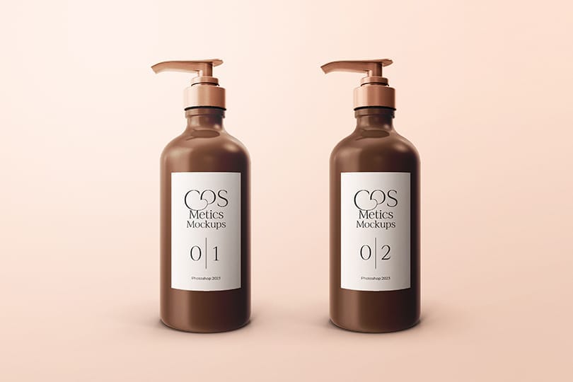 Two Item Cosmetic Bottle Mockup Mistyrose