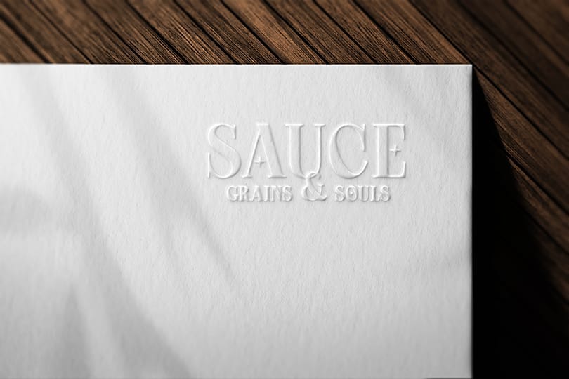 White Sauce Embossed Logo Mockup