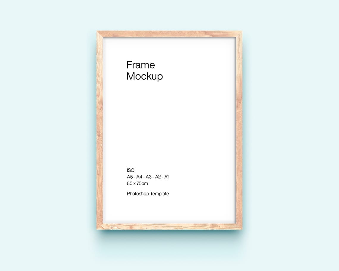 Wooden Texture ISO Frame Mockup with Light Blue Color