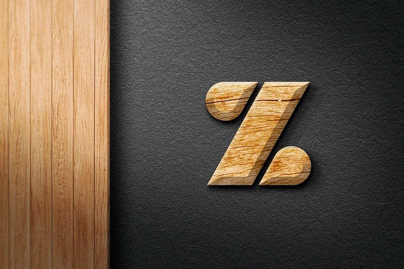 Z Engraved Wood Logo Mockup