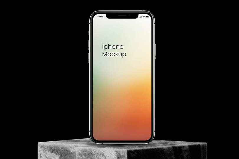 iPhone X Mockup Standing on Stone Podium