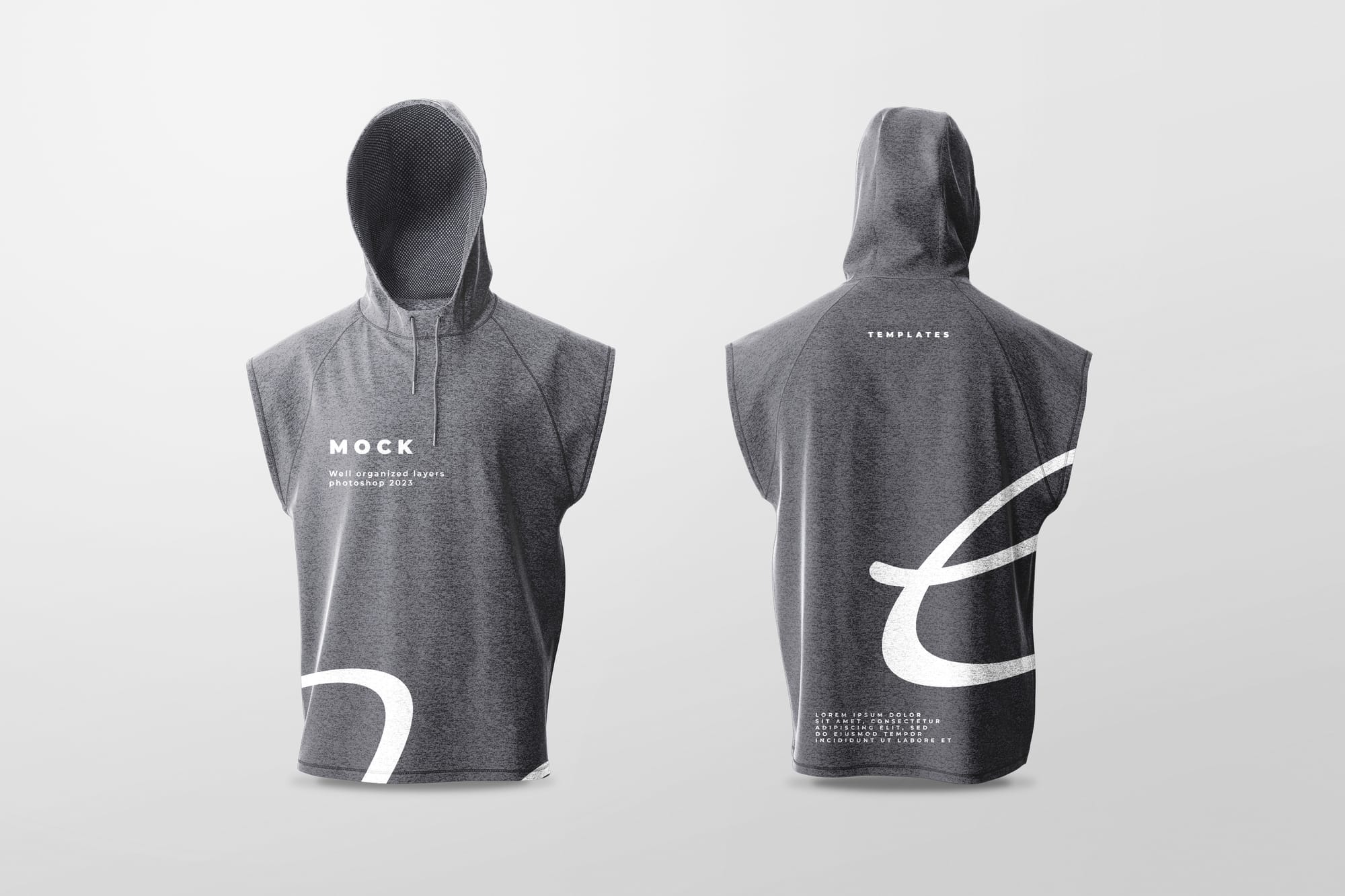 Photoshop Front and Back Male Vest Hood Mockup