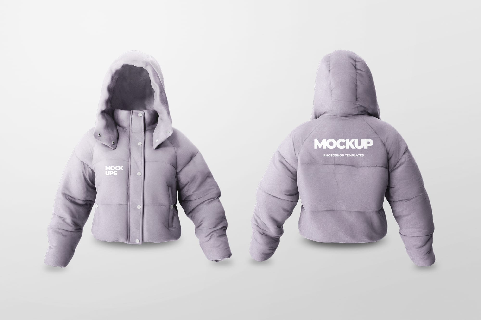 Front and Back Men Puffer Jacket Mockup