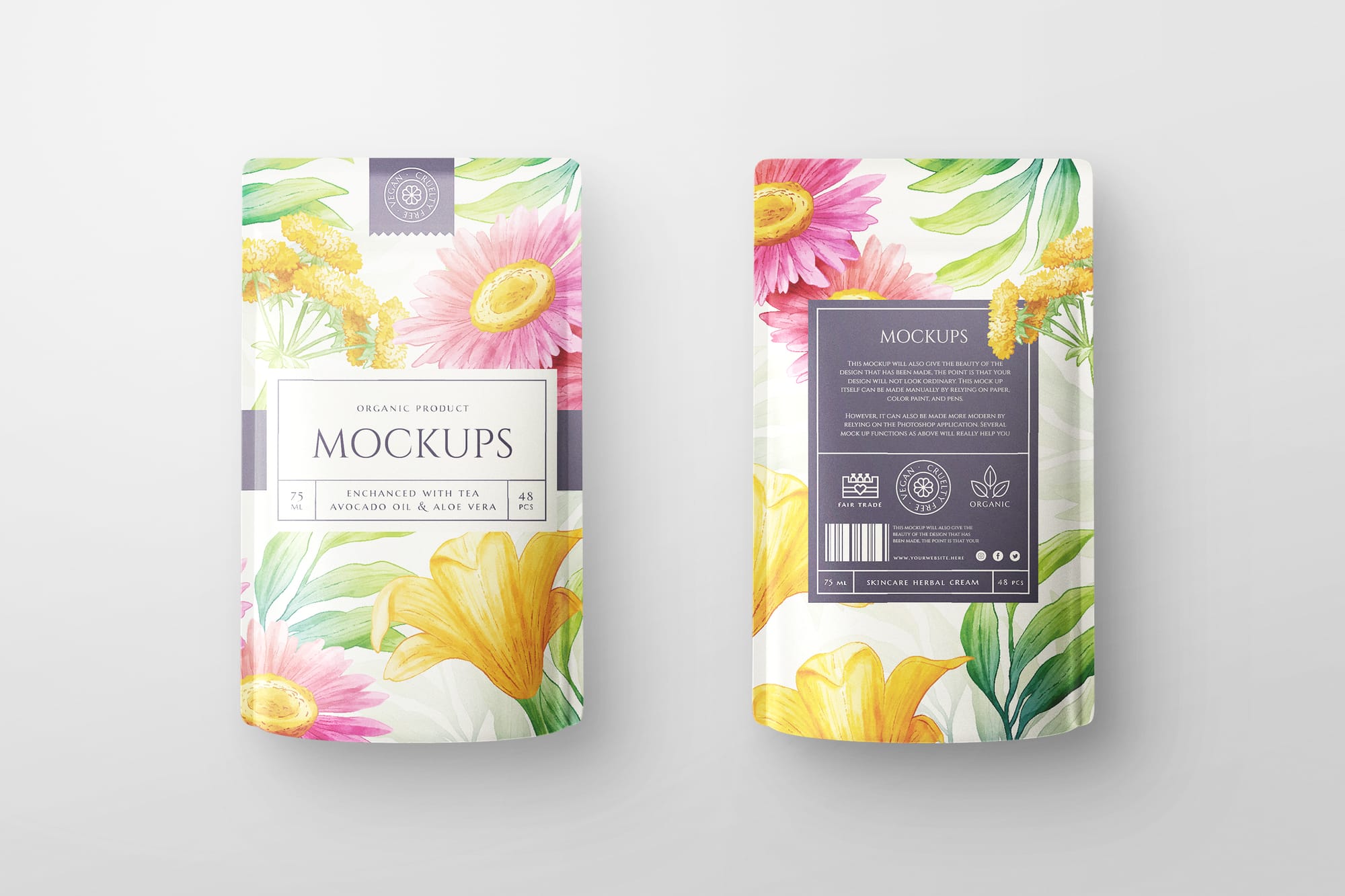 Photoshop Front and Back Pouch Bag Mockup