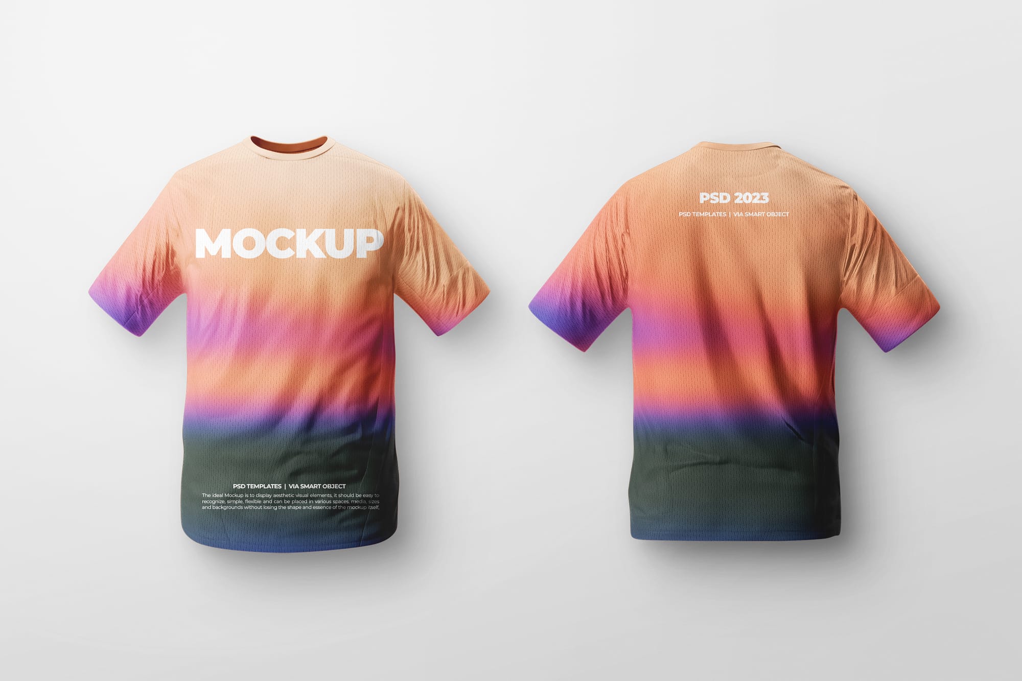 Photoshop Front and Back Sports T-Shirt Mockup on Ground