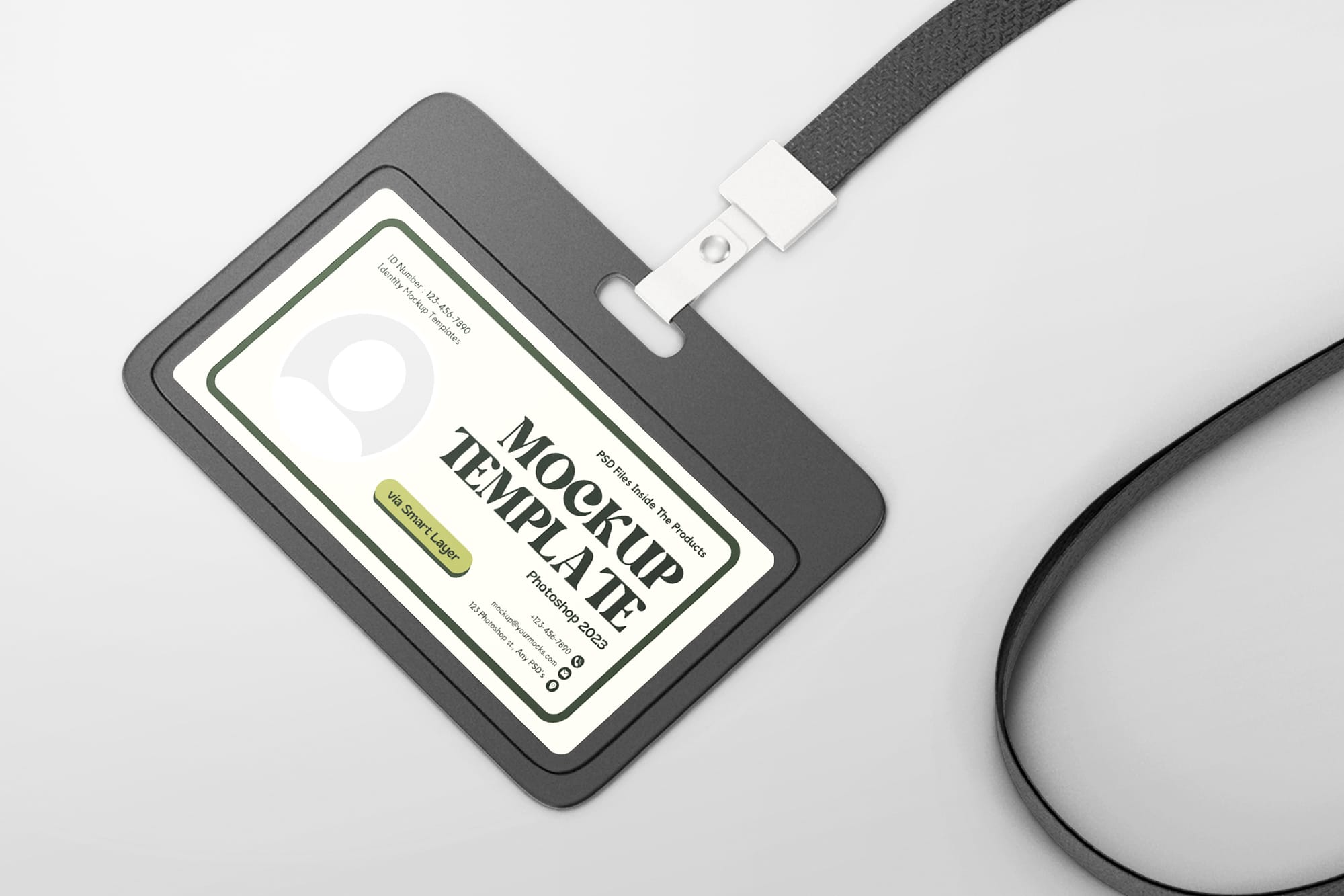 Photoshop Left View of Lanyard ID Card Mockup