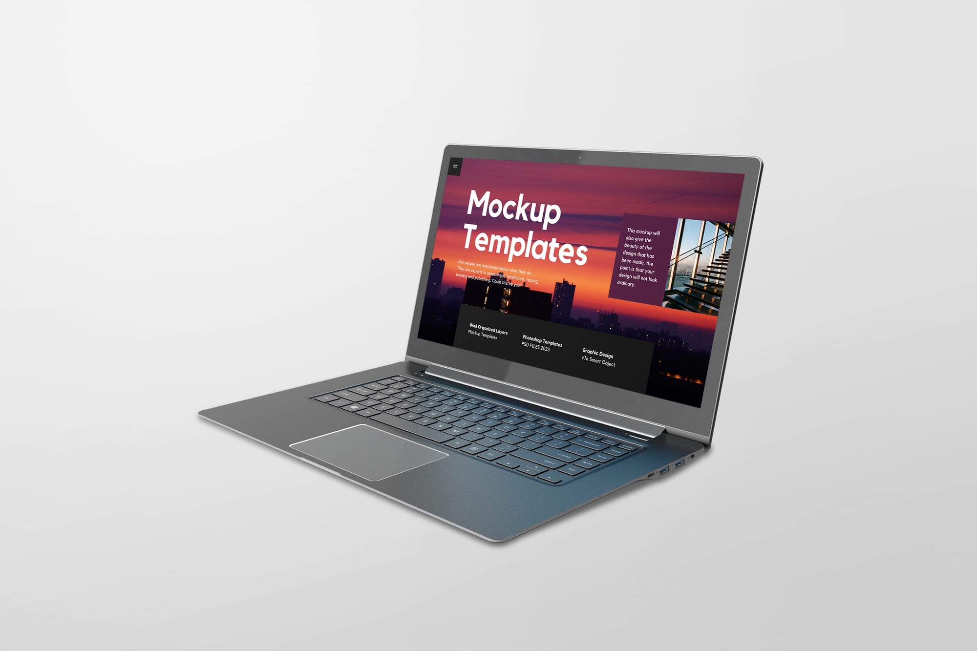 Photoshop Left View of Notebook Generic Laptop Mockup