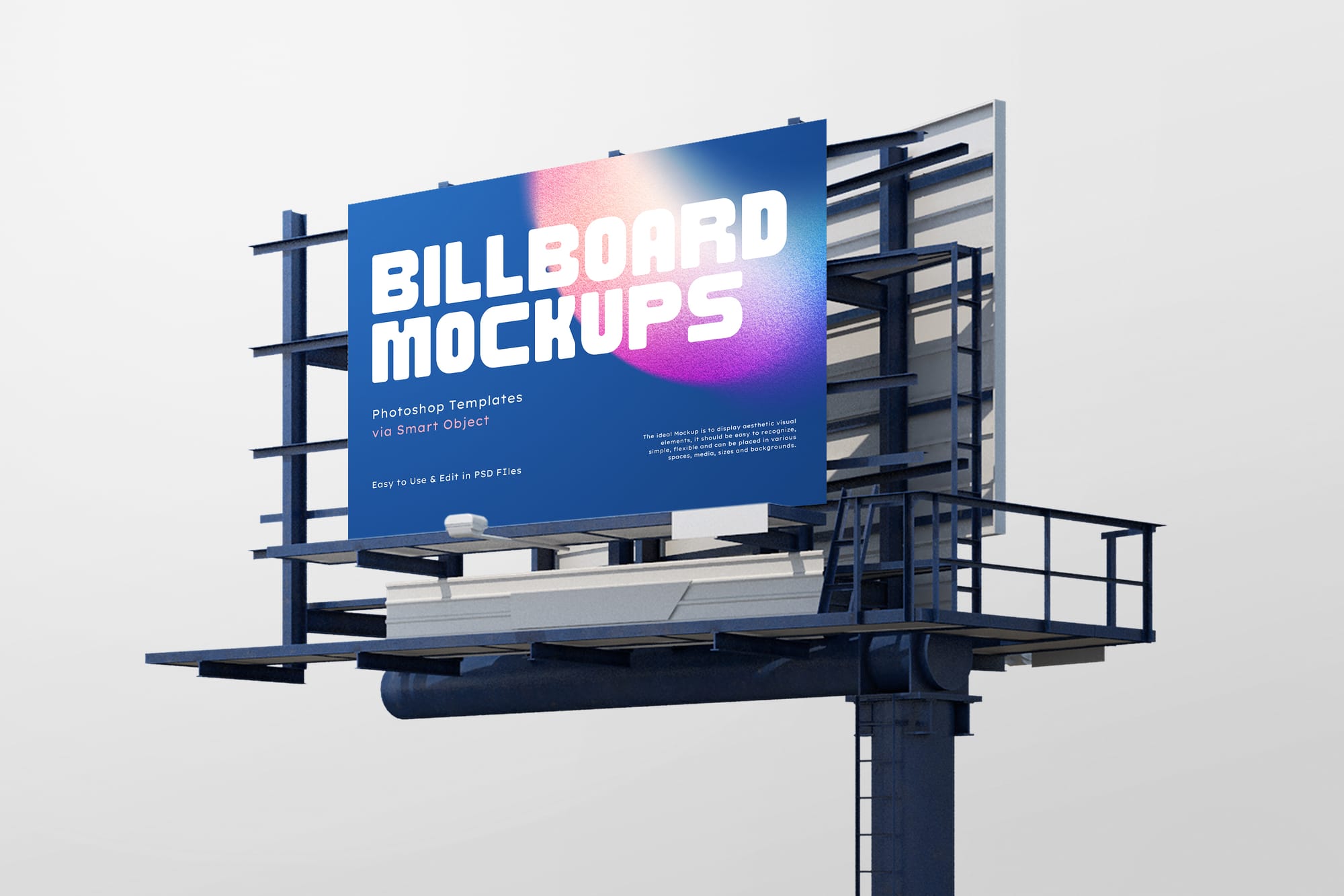 Photoshop Left View of Square Box Billboard Mockup