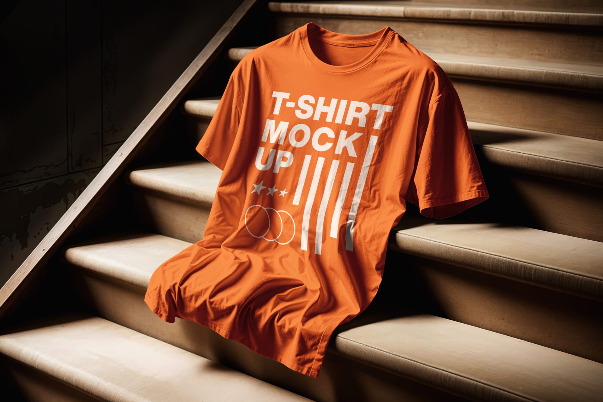 T-Shirt Mockup on Staircase